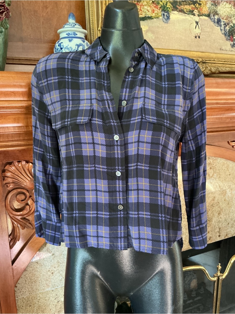 Equipment 100% Silk Plaid Button-Down Shirt S